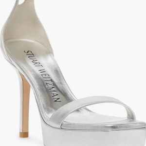 Stuart Weitzman Metallic Silver Platform Heels